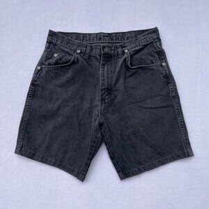 Vintage 90s Black Denim Wrangler High-waist High-rise Mom Shorts Size 29” Size 8